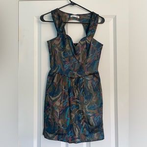 Metallic Swirl Sweetheart Mini Dress w/ Pockets